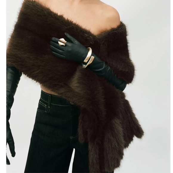 ZARA FAUX FUR FRINGED SCARF - Picture 7 of 14